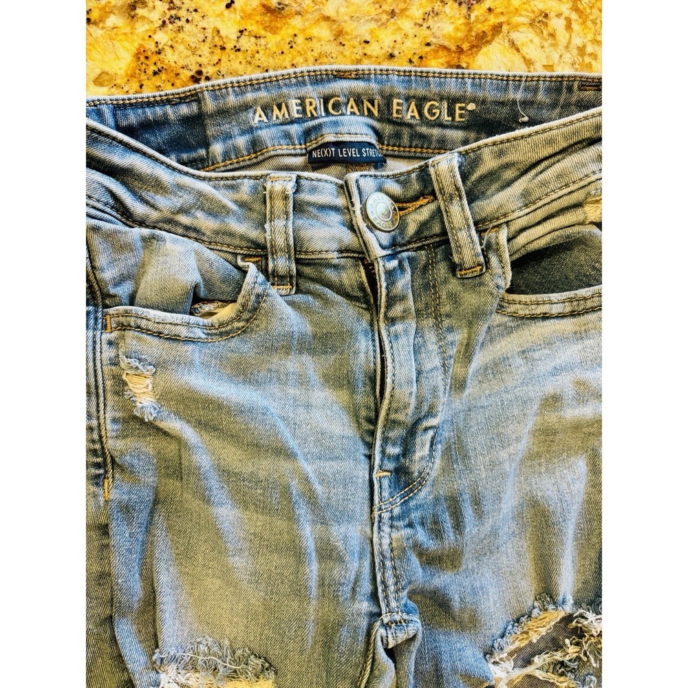Women's American Eagle High Rise Jegging Size 00‎ Jean Distressed